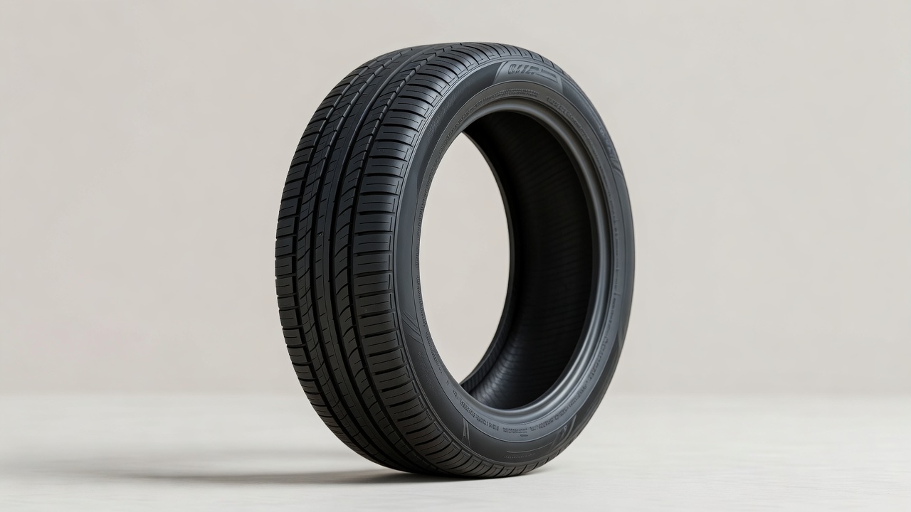 A cutaway view of a car tyre showing the thickness of its sidewall